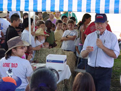 Crowd gathered at the safety expo prize booth.